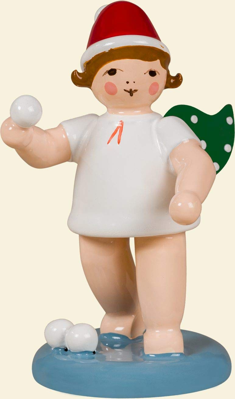 Ange de Noël lanceur de boules de neige en bois Rudolphs ange lumineux
