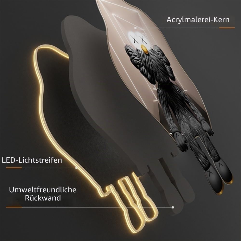 3D Wandkunst-Dekor mit LED-Beleuchtung, großes hängendes Gemälde für Wohnzimmer, Schlafzimmer, Küche, steckbare Stromversorgung