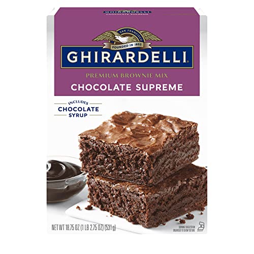 Image of Ghirardelli Chocolate Supreme Premium Brownie Mix, Includes Chocolate Syrup, 18.75 oz Box (Pack of 3)
