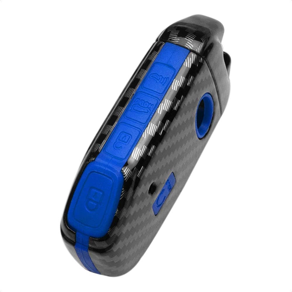 Smart Key Fob Case Compatible with KIA CEED CERATO FORTE NIRO SELTOS SORENTO SOUL SPORTAGE TELLURIDE 3 4 5 Button Keyless Entry Remote Personalized Cover ABS Carbon Fiber Pattern Blue Silicone