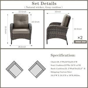 Patio club chair wicker chairs outdoor high back chair set of 2 patio furniture set rattan seating with removable cushions for porch balcony deck pool browngray  urban country home decor