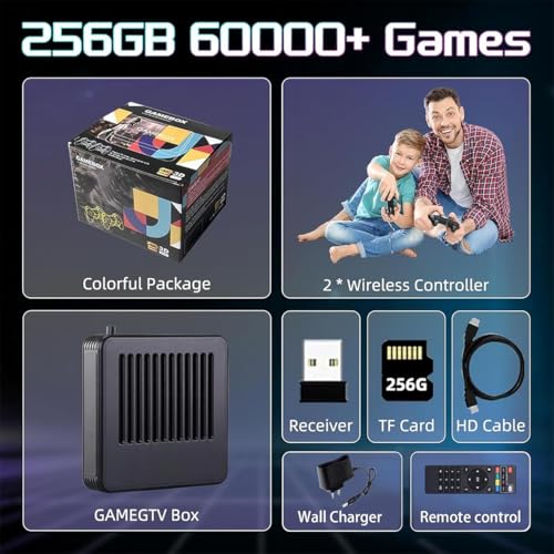 Ponad 2400 gier Plug & Play Konsola do gier wideo z 2 kontrolerami bezprzewodowymi, 128 GB pamięci masowej na telewizor