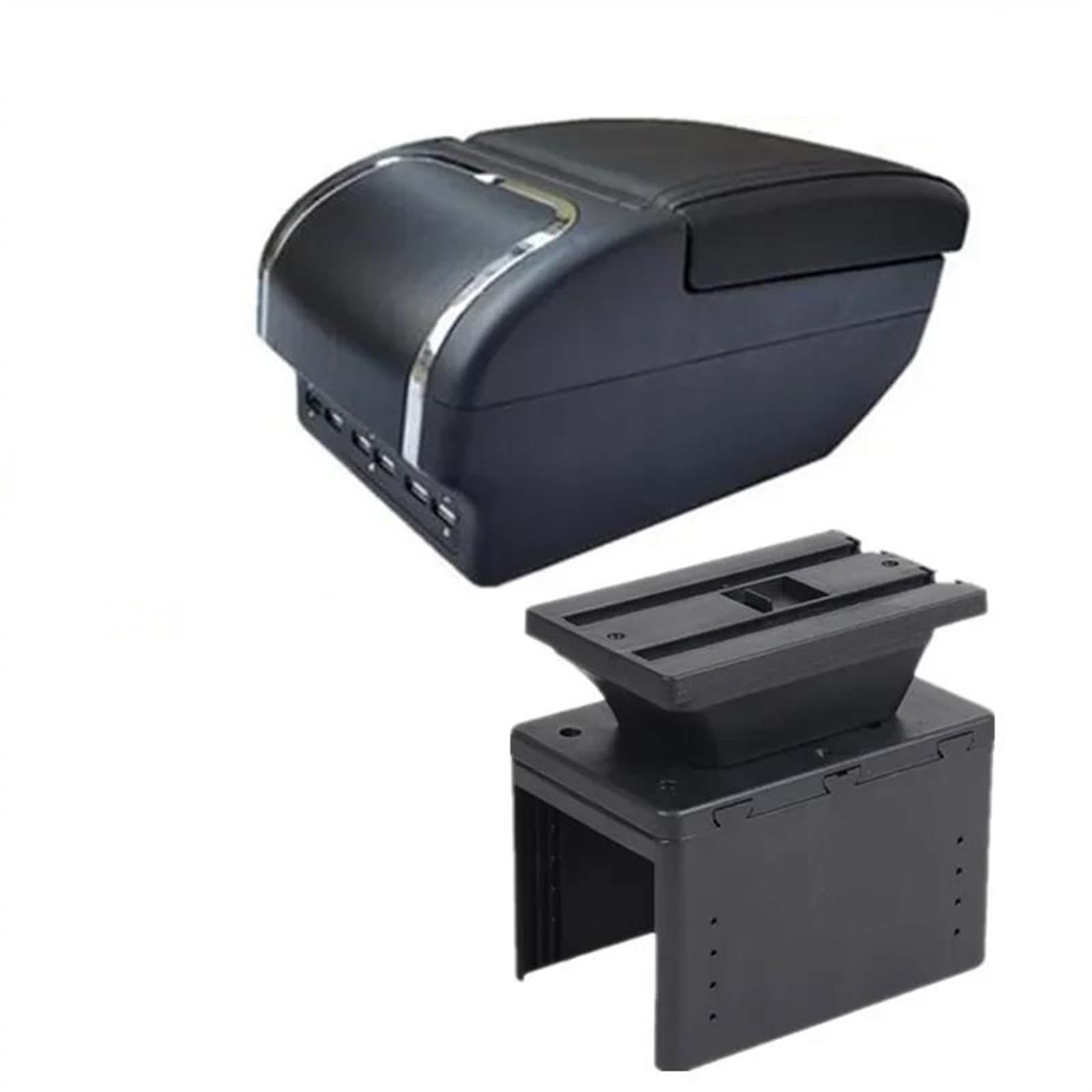 NOHEEU Center Console Armrest Storage Box Car Interior Parts Modification Accessories For I20 2021 2022 2023(E black line)
