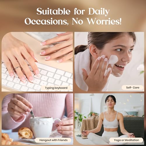 Image of Beetles Press On Nails Kit-Mocca Mousse French | 7 Colors Short Square French Tip Press On Nails | 224Pcs 16 Sizes All-in-One Kit Nails With Nail Glue,Remover,Builder Top Coat,Nail Lamp