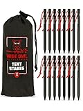 Wise Owl Outfitters Tent Stakes Heavy Duty 16 Pack – Lightweight Non-Rust Aircraft Aluminum Tent Pegs - Metal Ground Stakes for Camping, Canopy, Tarp