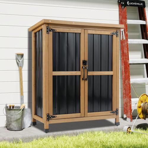 Outdoor Waterproof Storage Cabinet with Lockable Doors