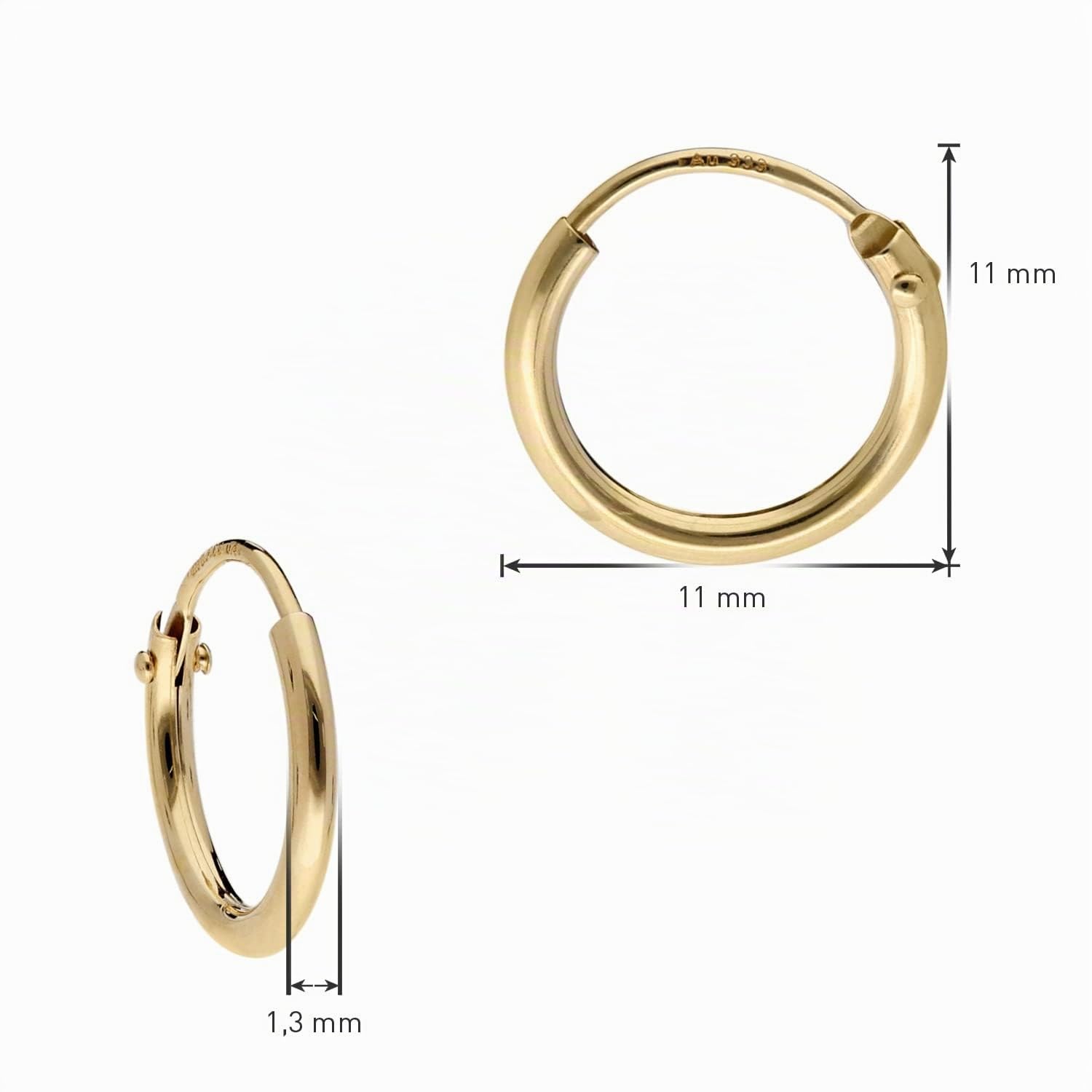 trendor Damen-Ohrringe Gold 333 / 8K Creolen Breite 1,3 mm Ø 11 mm 15169