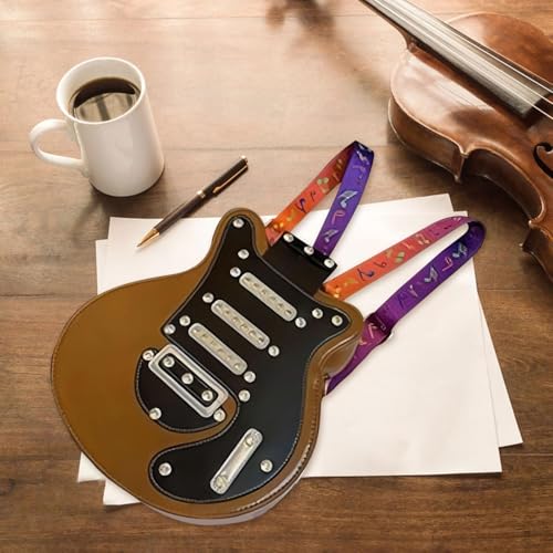 Women Guitar Shaped Backpack Adjustable Shoulder Straps for Party, Brown4