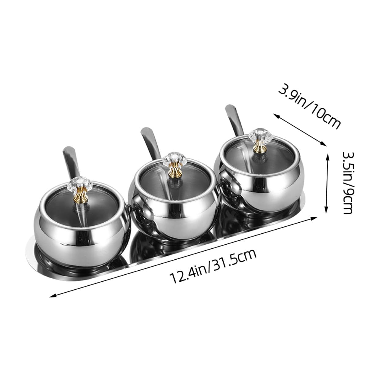 Gewürzbox aus Edelstahl mit Deckel Löffel und Tablett Vielseitige Küchengewürzdose zur Aufbewahrung von Zucker Salz und Gewürzen Modernes Design für Küche