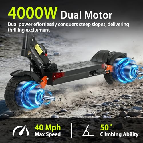 Image of Electric Scooter Adults 1600 /4000 /6000W Motor 50 Miles Long Range & 40 /45 /50 MPH Top Speed 10 inch Off Road Tire Folding E-Scooter 60V /48V 20.8AH Battery Kick Scooter with Detachable Seat for Commuter
