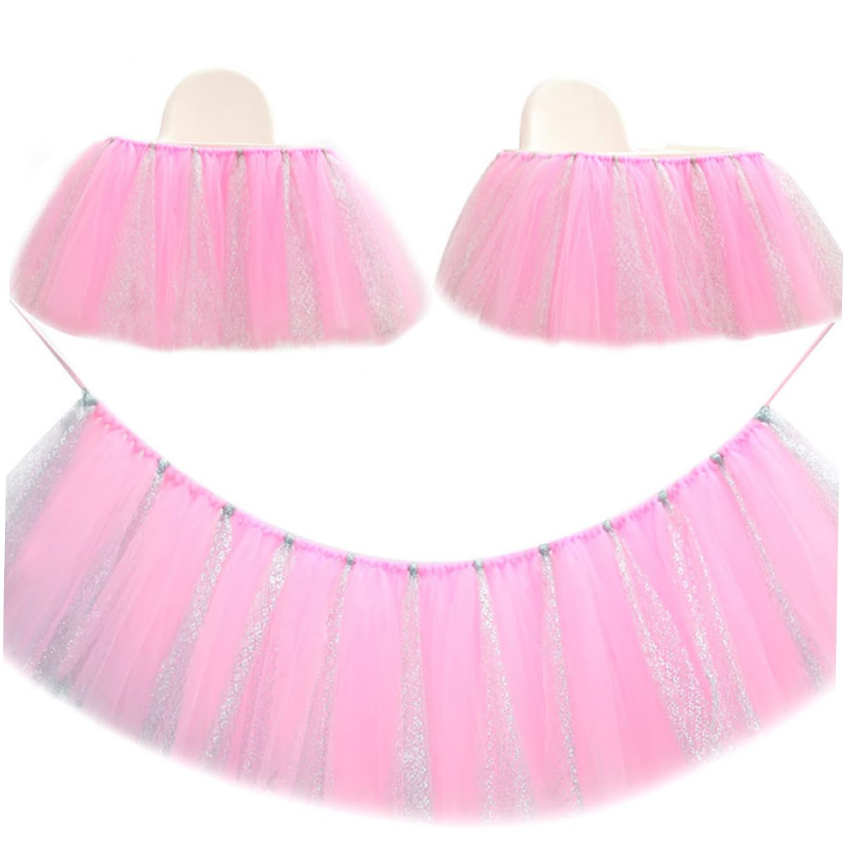 RORPOIR Tulle Tutu Skirt for Chair Baby Round Table Skirt Silver Birthday Chair Cover for Boys and Girls Baby Shower Decor