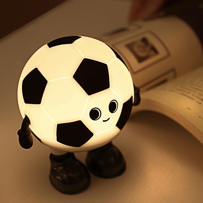 HPYDIY Jolie veilleuse amusante en forme de ballon de football – Lampe RVB à contrôle tactile à intensité variable, rechargeable par USB-C, jouet...