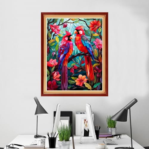 Image of Foxhool Beginners Cross Stitch Kits Stamped Full Range of Embroidery Kits for Adults DIY Cross Stitches kit Embroidery Patterns for Needlepoint kit-Colorful Birds 16x20 inch