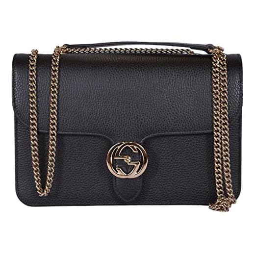 Gucci Women's Black Leather 510304 Interlocking GG Crossbody Purse Handbag New