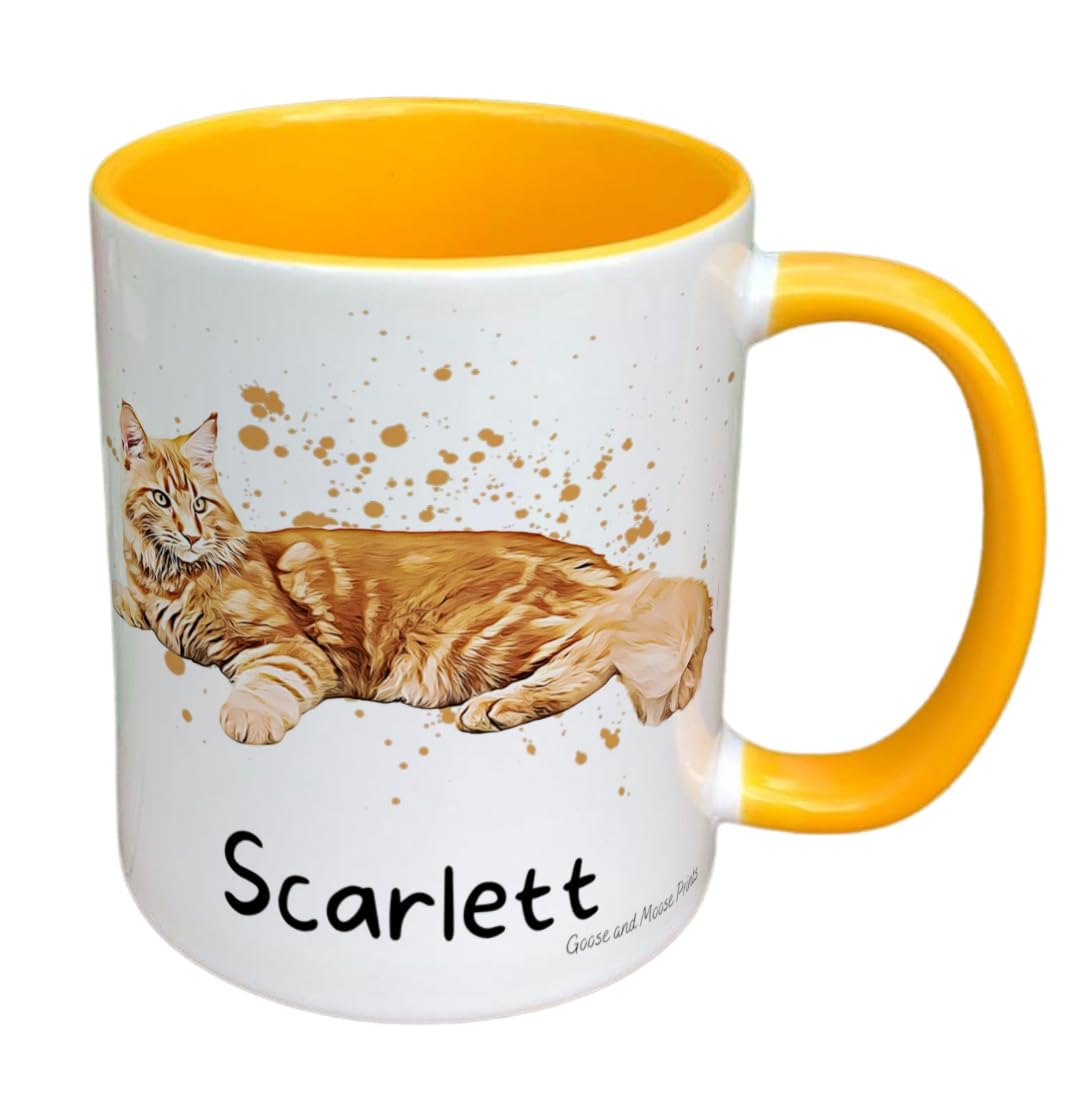 Personalised Ginger Cat Mug Gift - Present for Cat Lovers - Gifts for Kitten Owners - Personalised Feline Mug - Country Style Mug (White)