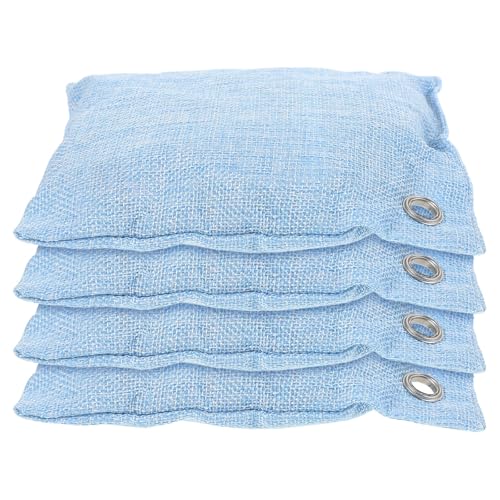 Cabilock Bolsa de Carbón de Bambú Activado Purificadora de Aire y Absorbente de Olores para Oficina y Coche, Material Lino y Tela No Tejida, Pack de 4 Unidades