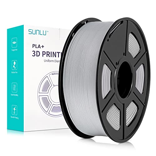 SUNLU Filamento PLA+ 1.75mm 1KG, Neatly Wound, Filamento per Impresoras 3D PLA Plus, Filamento PLA Plus Resistente, Precisión Dimensional +/- 0.02 mm, Bobina de 1kg (2.2 LBS) Plata