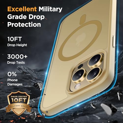 Image of Miracase Magnetic for iPhone 14 Pro Max Case 6.7 inch (Compatible with MagSafe)(with 2X Screen Protectors) Military-Grade Protection, Anti-Fingerprint Translucent Matte Phone Case Cover, Light Yellow