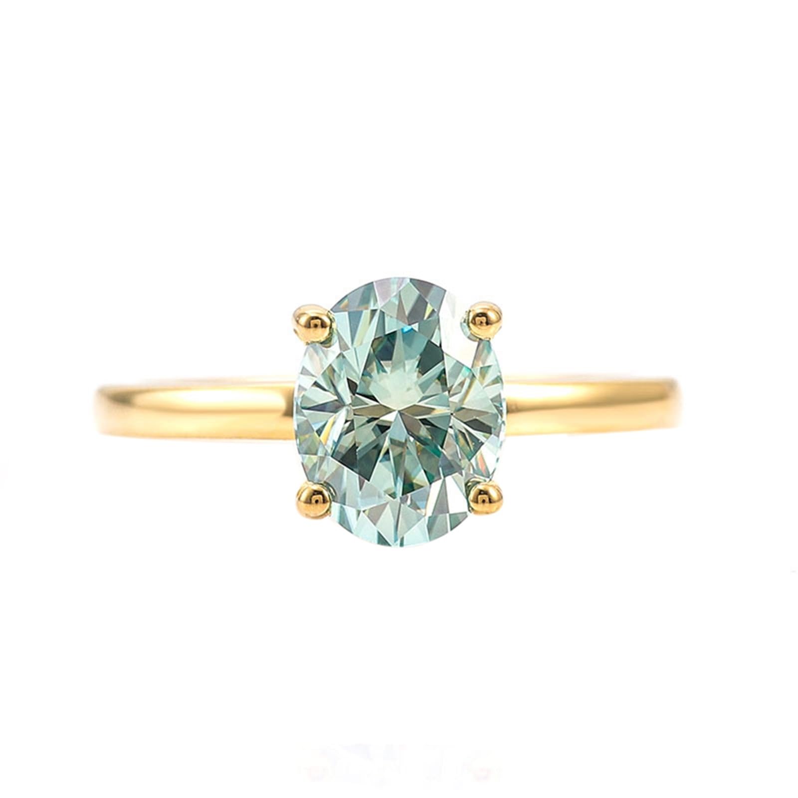 Anillo de banda para mujer, oro amarillo 375/585/750, 9 K/14 K/18 K, oro auténtico, anillo de compromiso, anillos de boda, solitario con grabado, alianzas con moissanite 2 ct para mujeres