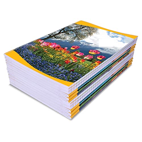 Image of N.S Bright A4 Size Register Notebook for Students - Single Line Ruled (29 x 21 cm) | Pack Set of 12 With Free 5 Ballpens for Smooth Writing, 200 Pages
