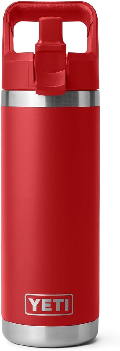 YETI Rambler 18 oz Bottle, Vacuum Insulated, Stainless Steel with Color Matching Straw Cap, Rescue Red - Image 8