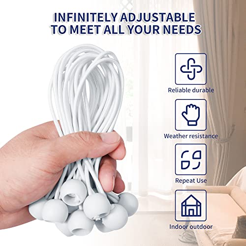 EMEKIAN Tarpaulin Bungee Balls 20pk, 6" / 15cm Heavy Duty UV Resistant Tarp Bungee Cord with Balls - Image 3