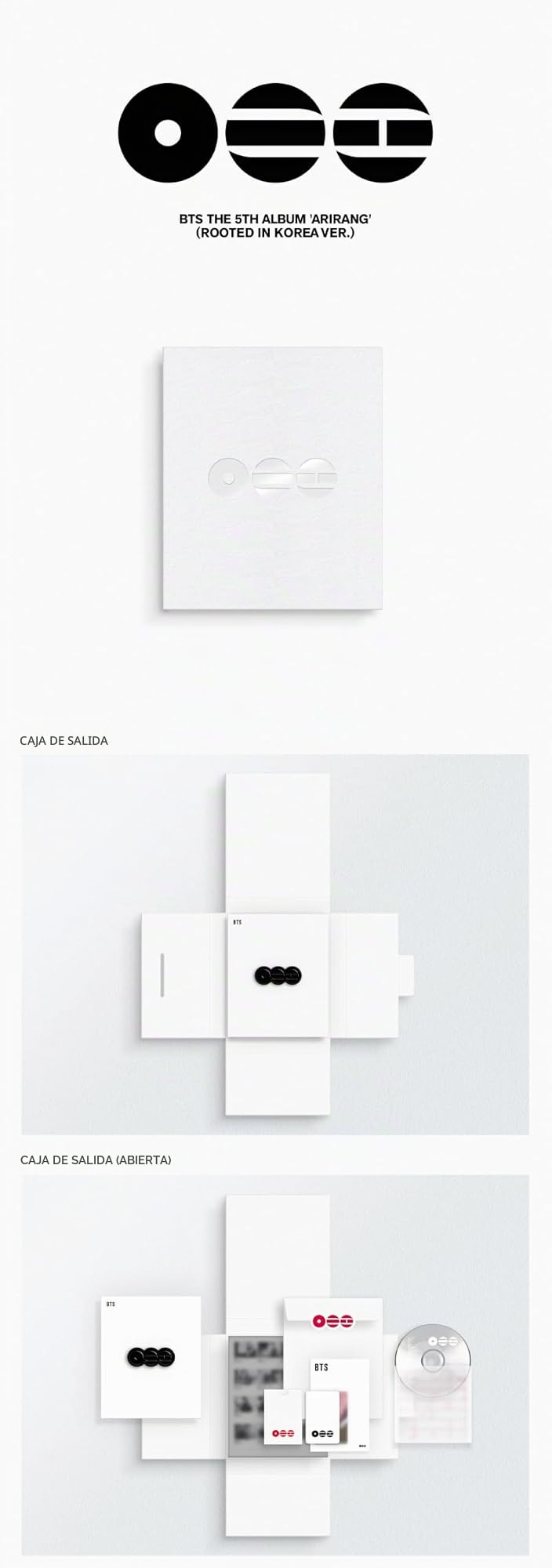BTS ARIRANG 5º álbum con seguimiento sellado Bangtan (conjunto de 3 versiones: 2 álbumes estándar + álbum Weverse)