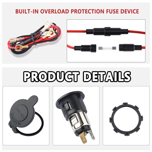 Car Cigarette Lighter Socket,Dustproof Automotive Replacement 12V Power Outlet,Universal Cigarette Lighter Outlet Car Accessories Interior for Car Truck SUV Marine ATV - Image 6