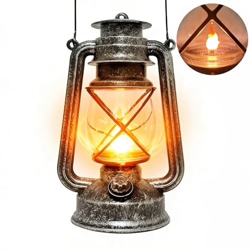 Vintage LED Outdoor Lantern Battery Powered Lanterns with Flame Wick