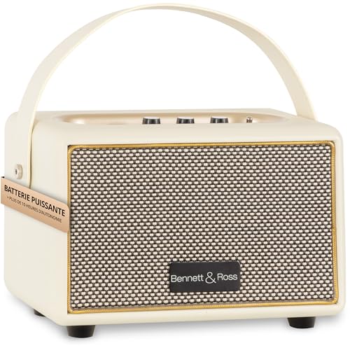 Haut-Parleur Vintage avec 20W Bennett & Ross Blackmore Junior en cuir blanc crème premium
