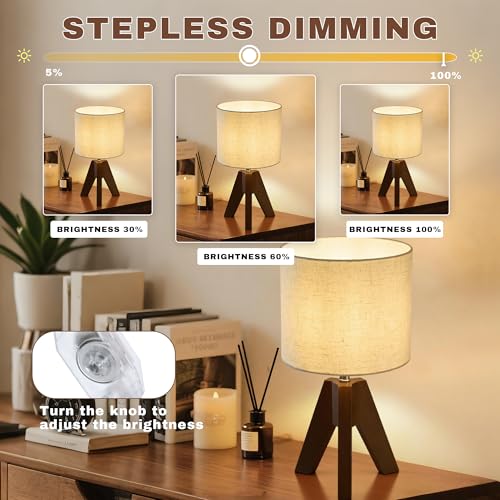 Set de 2 lámparas de mesa trípode con pantalla beige miniatura 5