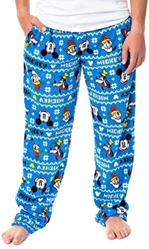 Disney Men's Mickey Mouse Goofy Donald Fair Isle Pajama Pants Big and Tall