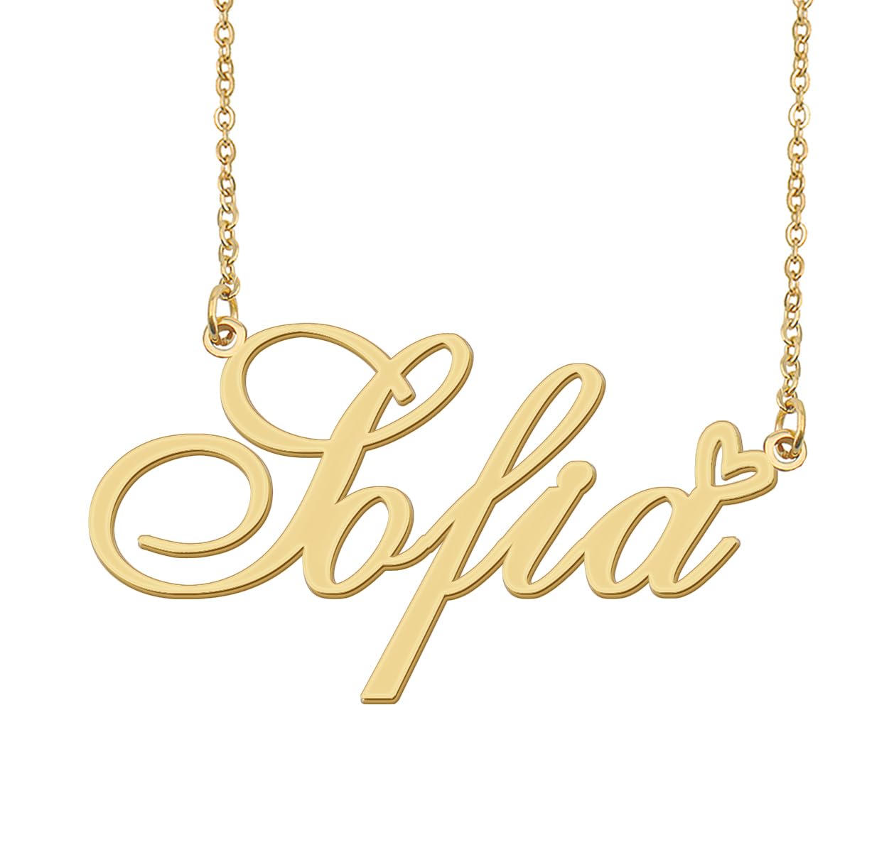 Aoloshow Personalized Heart Name Necklace Gold Custom Any Names Stainless Steel Jewelry for Womens Graduation