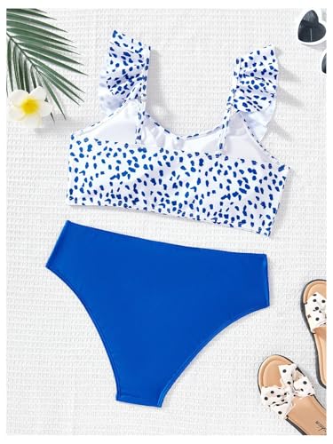 Girl's 2 Pieces Swimwear Set Graphic Print Ruffle Bikini Tops and Bottoms2
