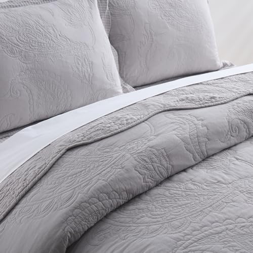 Colcha de algodon reversible gris tamano King juego de ropa de cama 6