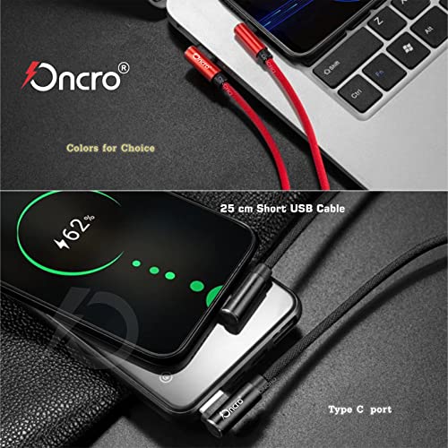 Image of Nylon braided 90 Degree right angle L shape USB cable Data Cable Fast Charging dash warp short type c power bank cable for type c smartphones oneplus nord note mini 25cm use wall charger 4a 6a