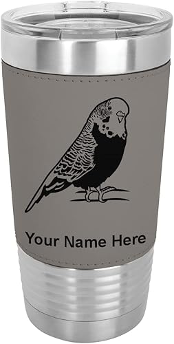 LaserGram Vaso aislado al vacío de 20 onzas, periqueso, grabado personalizado incluido (piel sintética, gris)