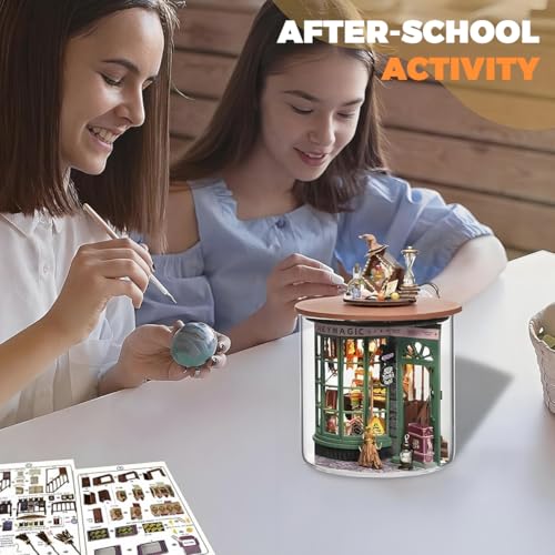 Image of PATPAT Robotime DIY Mini Hogsmeade's Sweet Shop Craft Kit with Built-in Lighting and Dustproof Cover for Home Decoration and Gifts,Complete Creative Handmade Model Set for Hobbyists Beginners