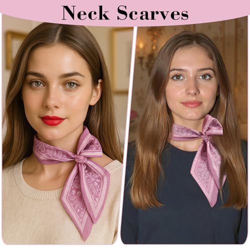 Scarf Bags for Women 4Pcs Elegant Handbag Scarfs Band Hair Neck Scarves Multifunctional Boho Scarves Headbands Satin Narrow Scarf for Bag Hair Accessories Gifts4