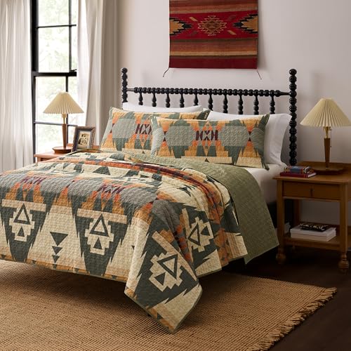 Pendleton Siskiyou King Quilt Set 100% Cotton Bedding Set 3-Piece Green