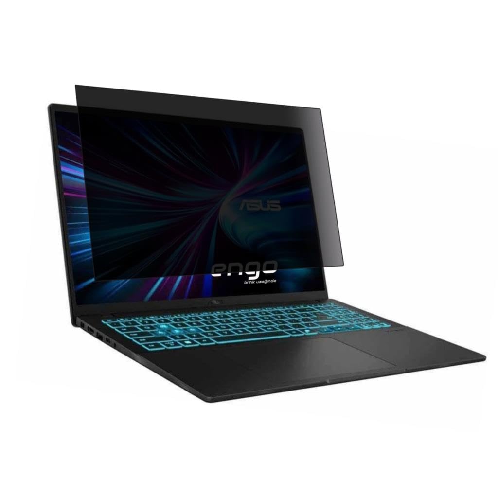 Engo Asus V16 V3607vu-Rp061w 16 İnç İle Uyumlu Hayalet Ekran Koruyucu Notebook, Yandan Görünmeyen Anti-Spy Gizlilik (Privacy) Laptop Koruması, 9h Temperli Nano Kırılmaz Esnek Cam, Parlama Önleyici