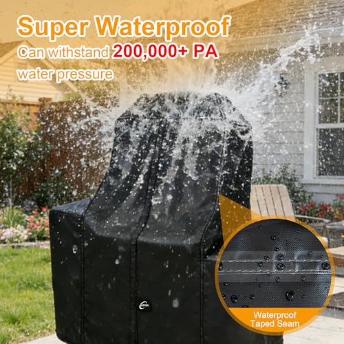 Image of Kipiea 600D Heavy Duty Pellet Grill Cover for Pit Boss Lockhart, Waterproof Wood Pellet Smoker Cover with Windproof Buckles, UV Resistant, No Tear, No Fading