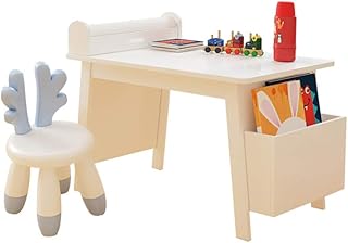 Juego de mesa y silla para niños, mesa y silla de estudio de madera multifuncional para niños, papel de dibujo fijo, con caja de almacenamiento, para leer, pintar, comer, de 3 a 10 años/A / 80