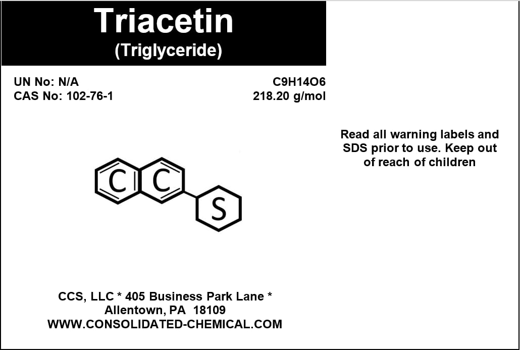Triacetin (Glycerol Triacetate) - Premium-Quality Industrial and Laboratory Grade (500mL (16 Fl Oz))