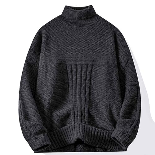 Men's Turtleneck Sweaters Casual Solid Color Long Sleeve Sweaters Knitted Ribbed Knitwear Thickening Pullover2