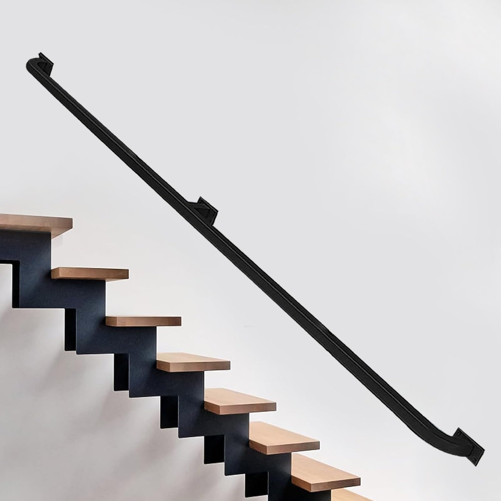 30-600cm industriële trapleuning - complete set, zwarte metalen trapleuningen, wandgemonteerde leuningen voor binnentrappen of buitentrappen (Size : 60cm 30-600cm industriële trapleuning - complete set, zwarte metalen trapleuningen, wandgemonteerde leuningen voor binnentrappen of buitentrappen (Size : 60cm