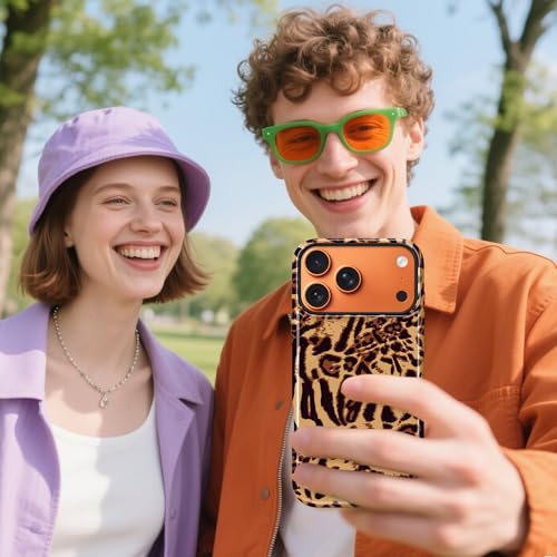 Image of Magnetic for iPhone 17 Pro Max Case for Women Men, Brown Leopard | Cute Cheetah Pattern Design [Compatible with MagSafe] 2-Layer Hybrid Shockproof Glossy Protective Cover