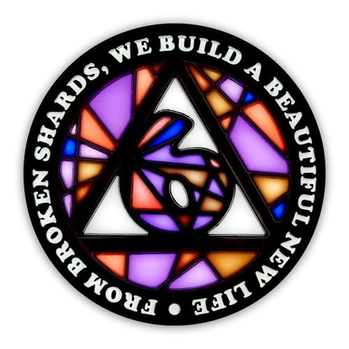 Image of Stained Glass 6 Year AA Chip Sobriety Coin Medallion, Fragments to Freedom Alcoholics Anonymous Addiction Recovery Anniversary Token, Inspirational Sober Gifts for Men and Women by the Token Shop
