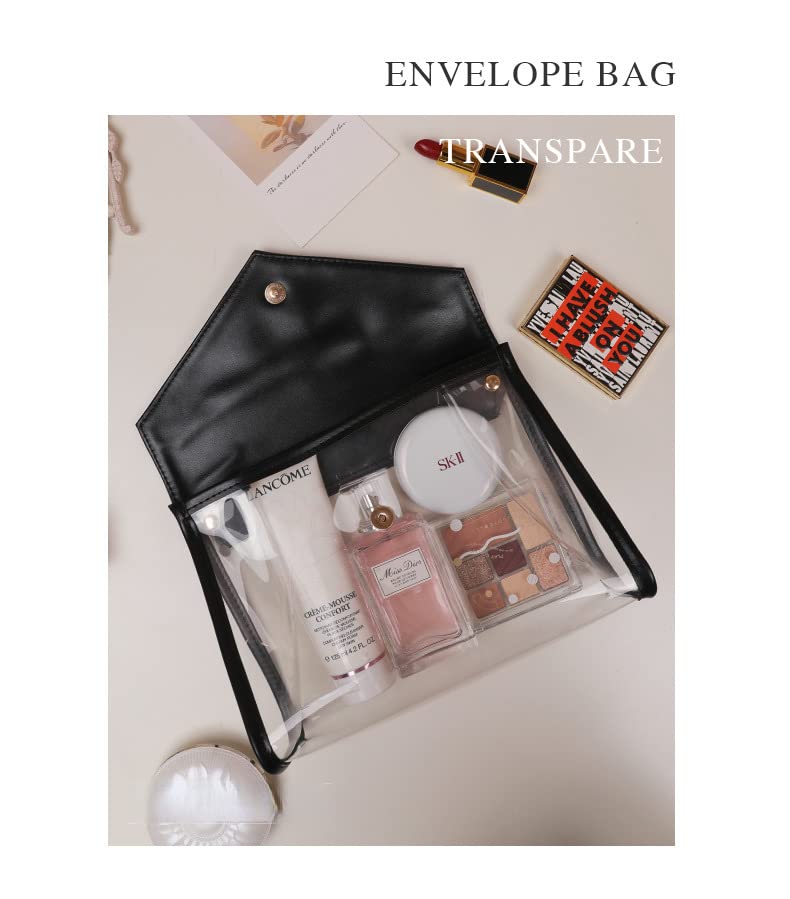 Miniatura 2 de Bolsa de maquillaje estética, pequeña bolsa de cosméticos para mujeres, bolsa de maquillaje de viaje, bolsa de aseo (C-negro)