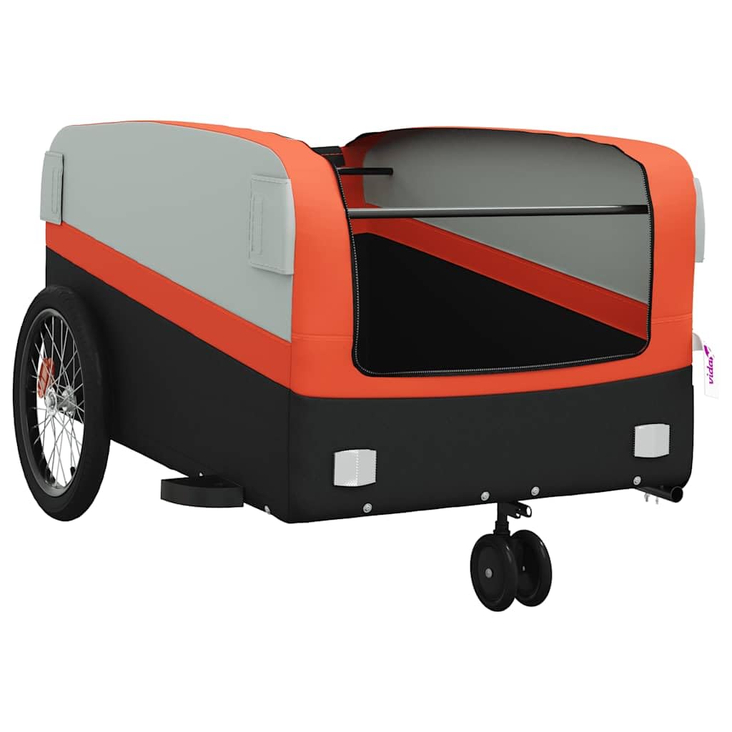 Remolque de bicicleta de hierro negro y verde con tela Oxford, capacidad de carga x 52,5 x 42, barra de tracción y bandera de seguridad para equipaje, compras, exterior